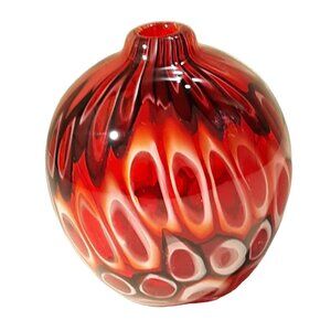 Blown Glass Bud Vase Red Bulb Confetti End Of Day